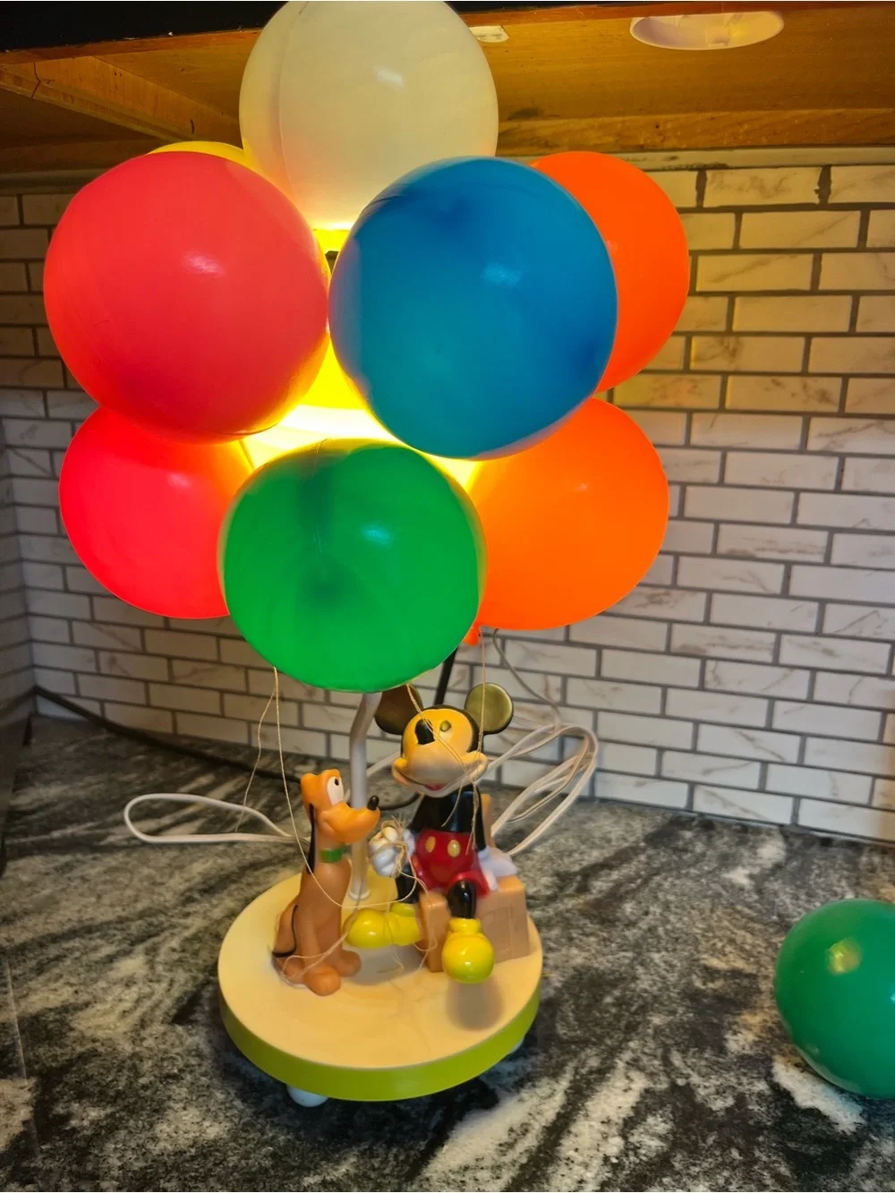 Vtg Mickey Mouse & Pluto Balloon Children's Lamp Light Nightlight